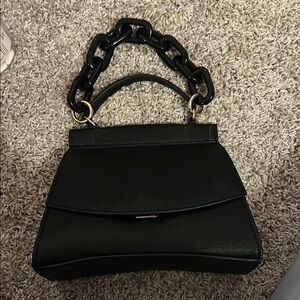 Black Satchel with Chunky Chain Handle